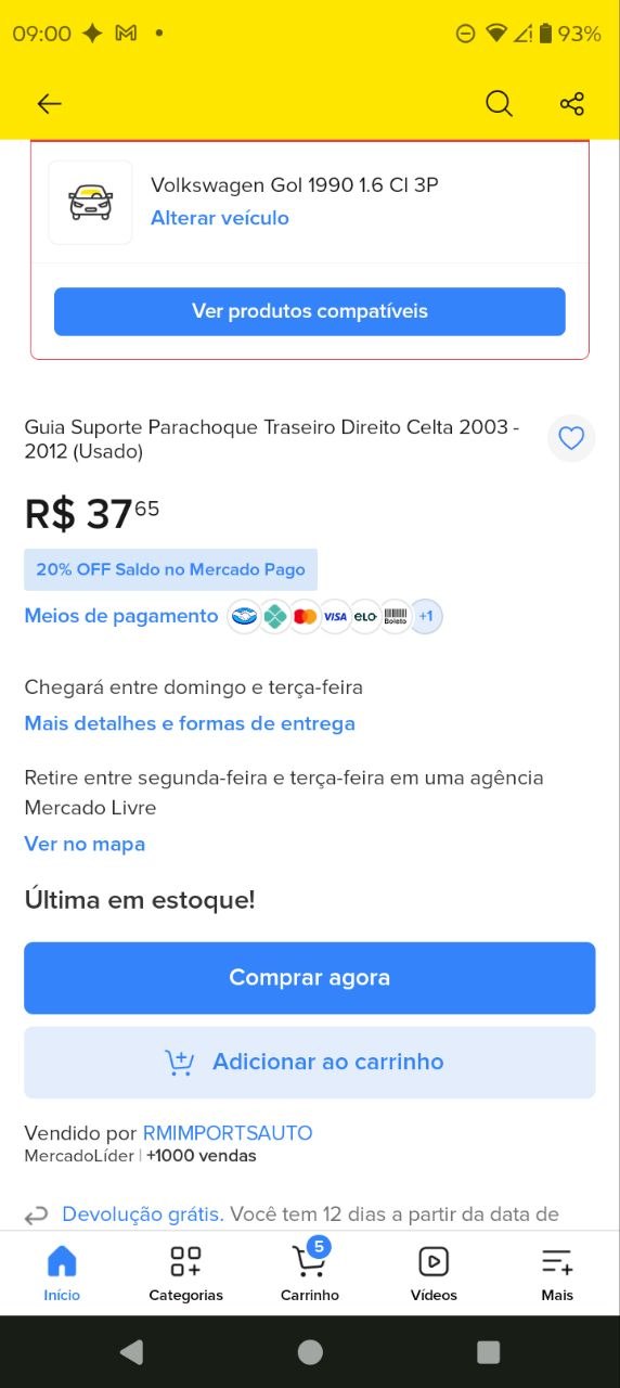 Guia Suporte Parachoque Traseiro Direito Chevrolet Celta 2003/2012 Usado