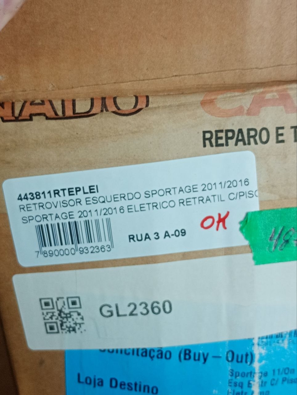 Retrovisor Lateral Esq Kia Sportage 2011/2016