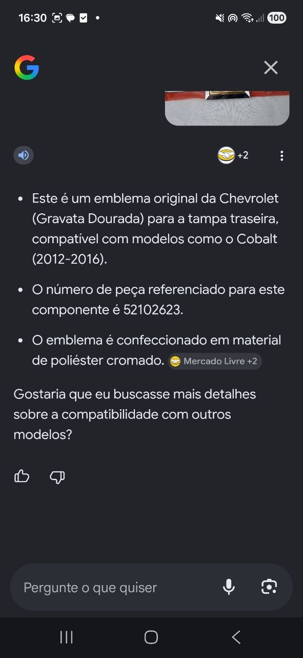 Emblema Gravata Tras Chevrolet Cobalt 2012/2016