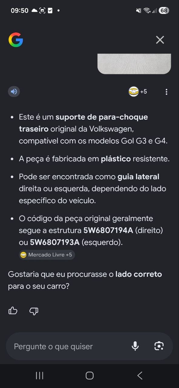 Suporte Para-choque Tras Volkswagen Gol G3/G4 1999/2008