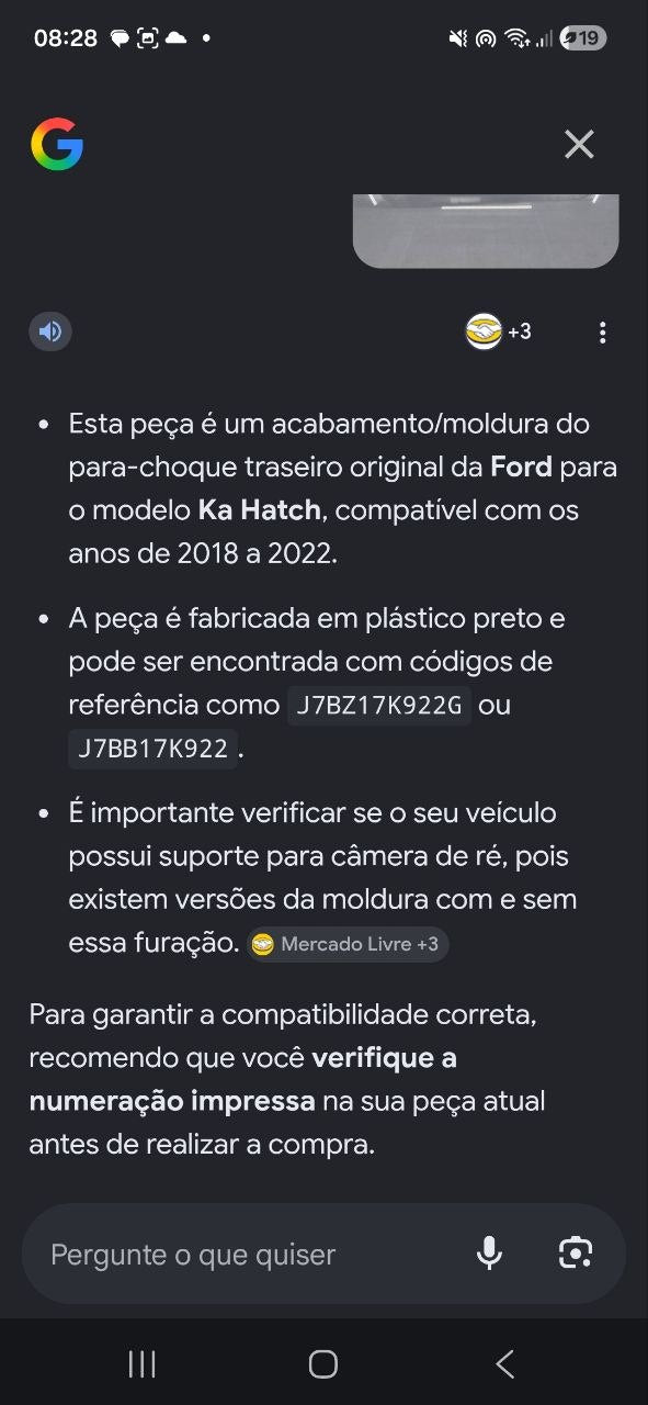 Moldura Para-choque Traseira Ford Ka Hatch 2018/2022 Nova