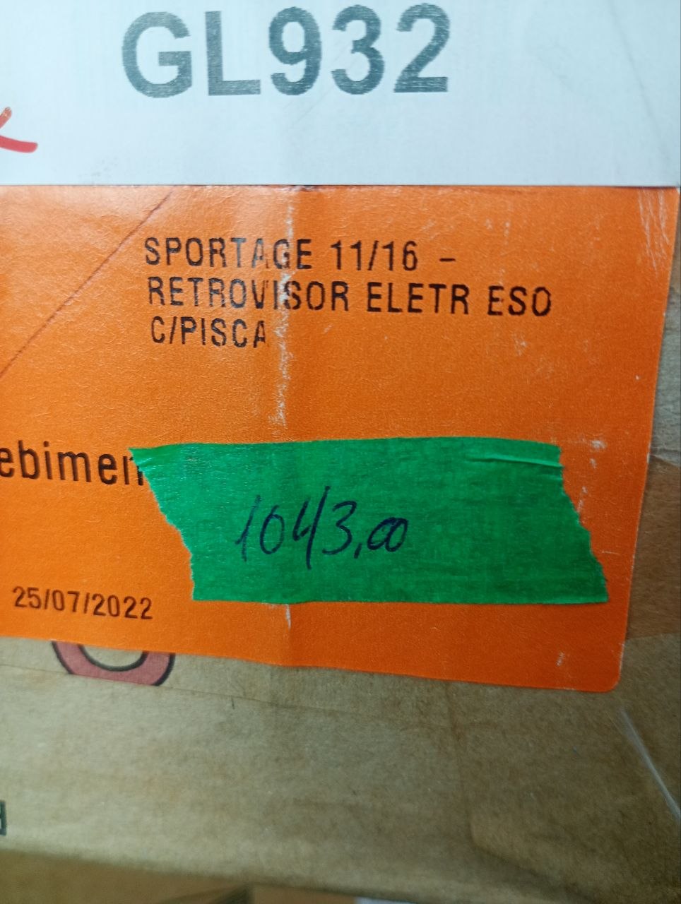Retrovisor Elétrico Esq com Pisca Kia Sportage 2011/2016