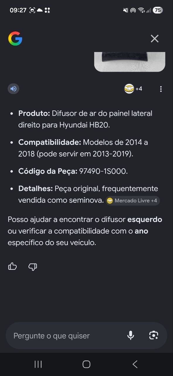 Difusor Ar Painel Lat Dir Hyundai HB20 2013/2019