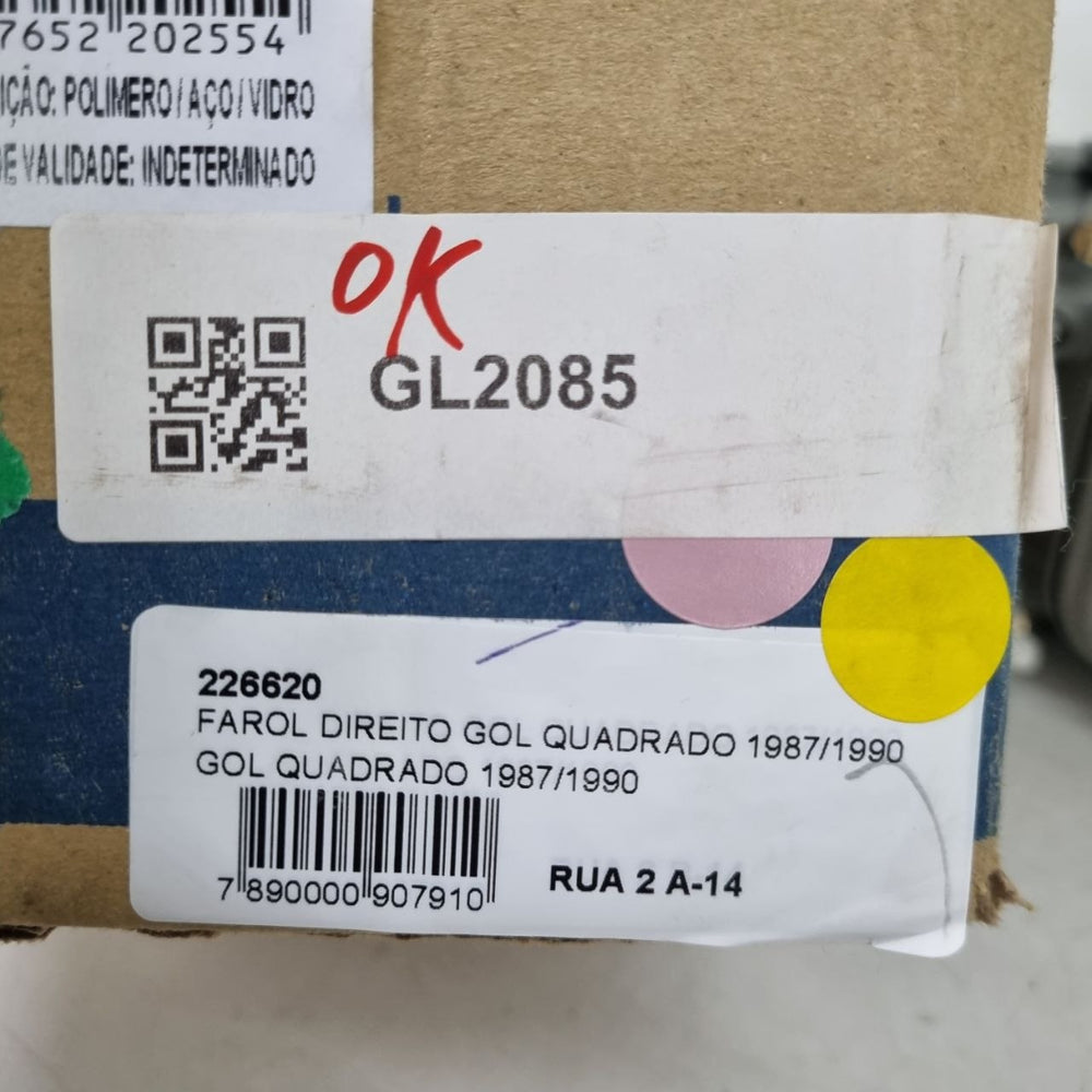 Farol Diant Dir Volkswagen Gol Quadrado 1987/1990