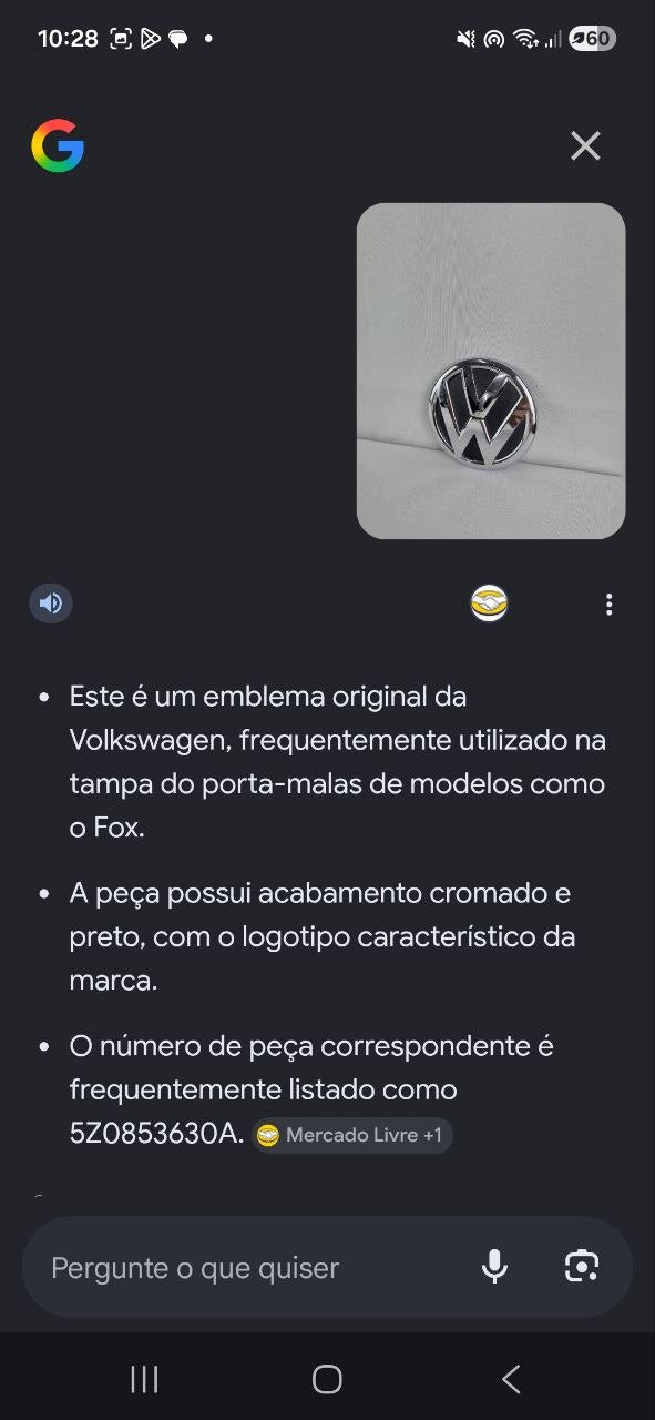 Emblema Traseiro VW Fox 2003/2015 Novo