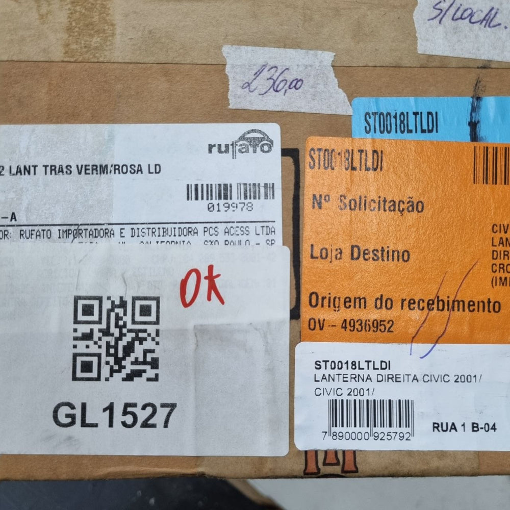 Lanterna Tras Dir Honda Civic 2001/2006