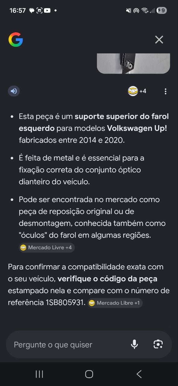 Suporte Superior Farol Esquerdo Volkswagen Up 2014/2020 Novo