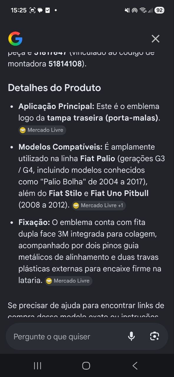 Emblema Tras Fiat Palio / Stilo / Uno 2004/2017