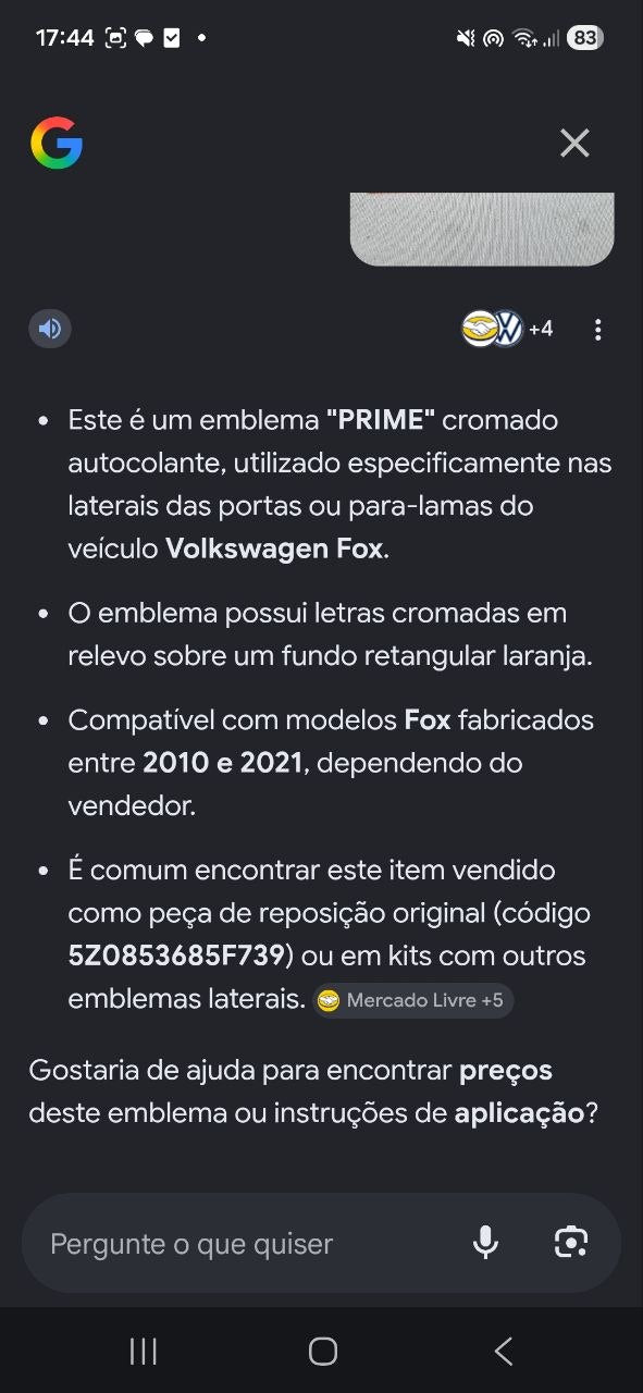 Emblema Lateral Prime Volkswagen Fox 2010/2021