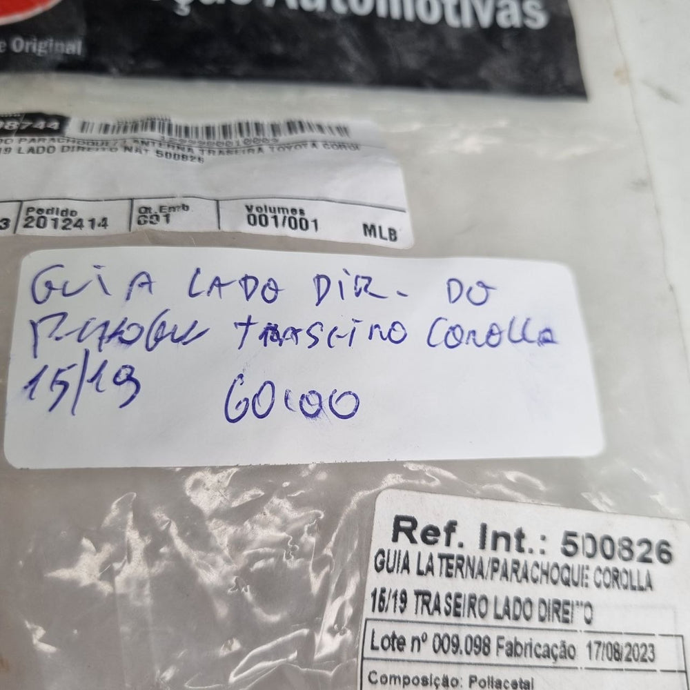 Guia Lanterna Parachoque Tras Dir Toyota Corolla 2015/2019
