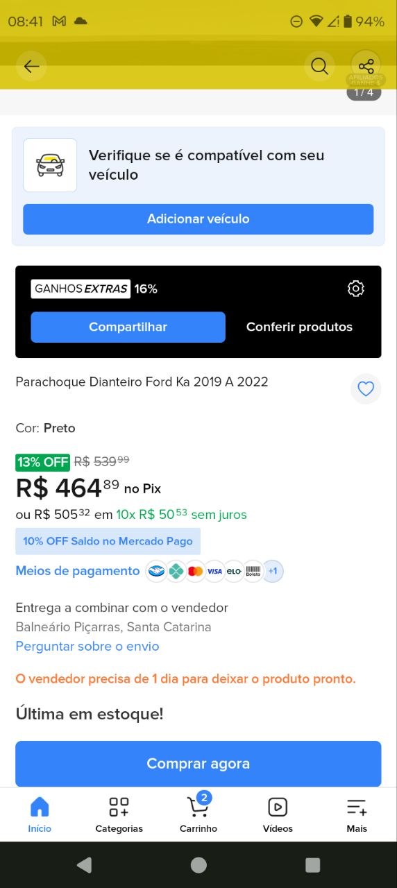 Parachoque Dianteiro Ford Ka 2019/2022