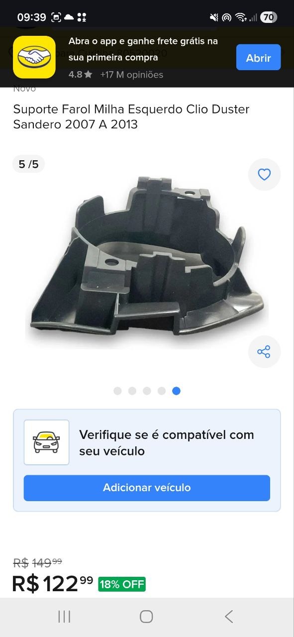 Suporte Farol Milha Esq Renault Clio Duster Sandero 2007/2013