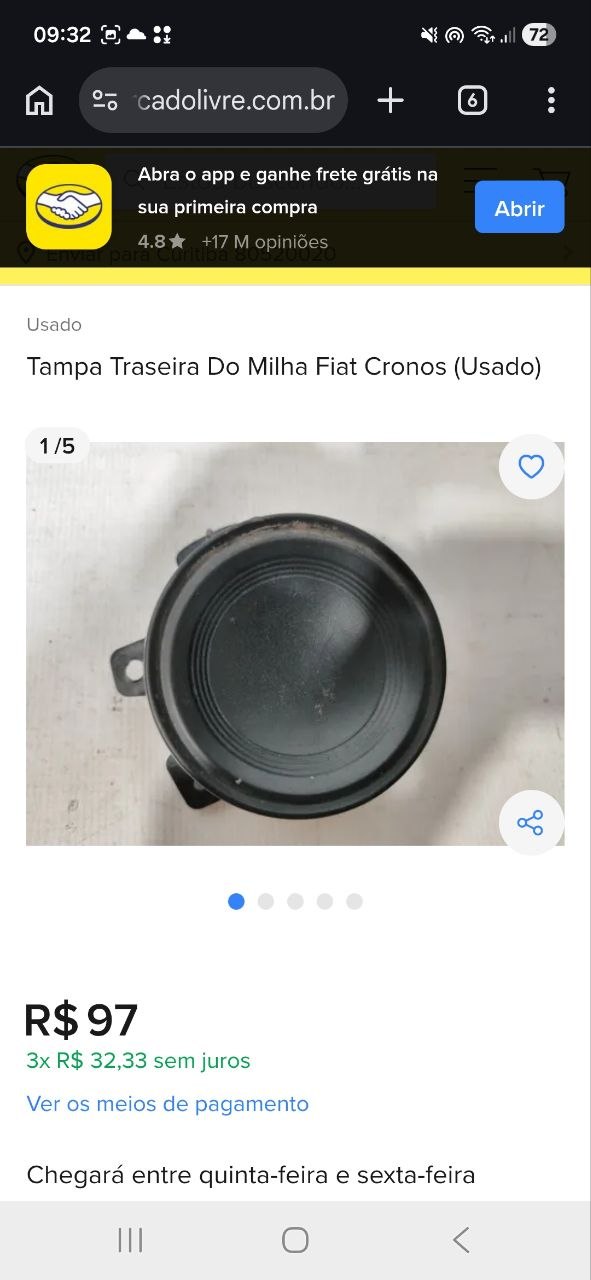 Tampa Tras Milha Fiat Cronos 2017/2024