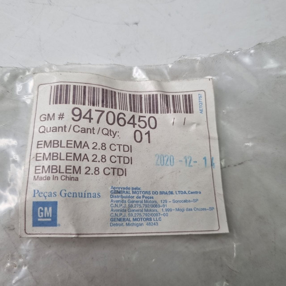 Emblema 2.8 CTDI Tampa Traseira Chevrolet S10 2013/2022 Novo