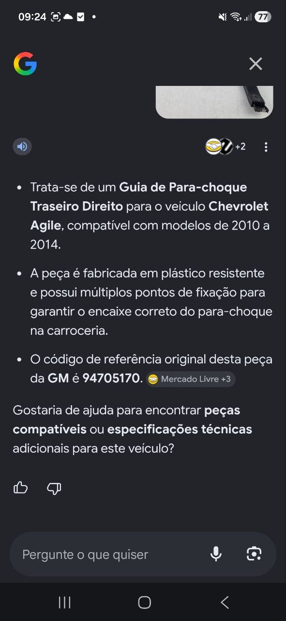 Guia Para-choque Tras Dir Chevrolet Agile 2010/2014