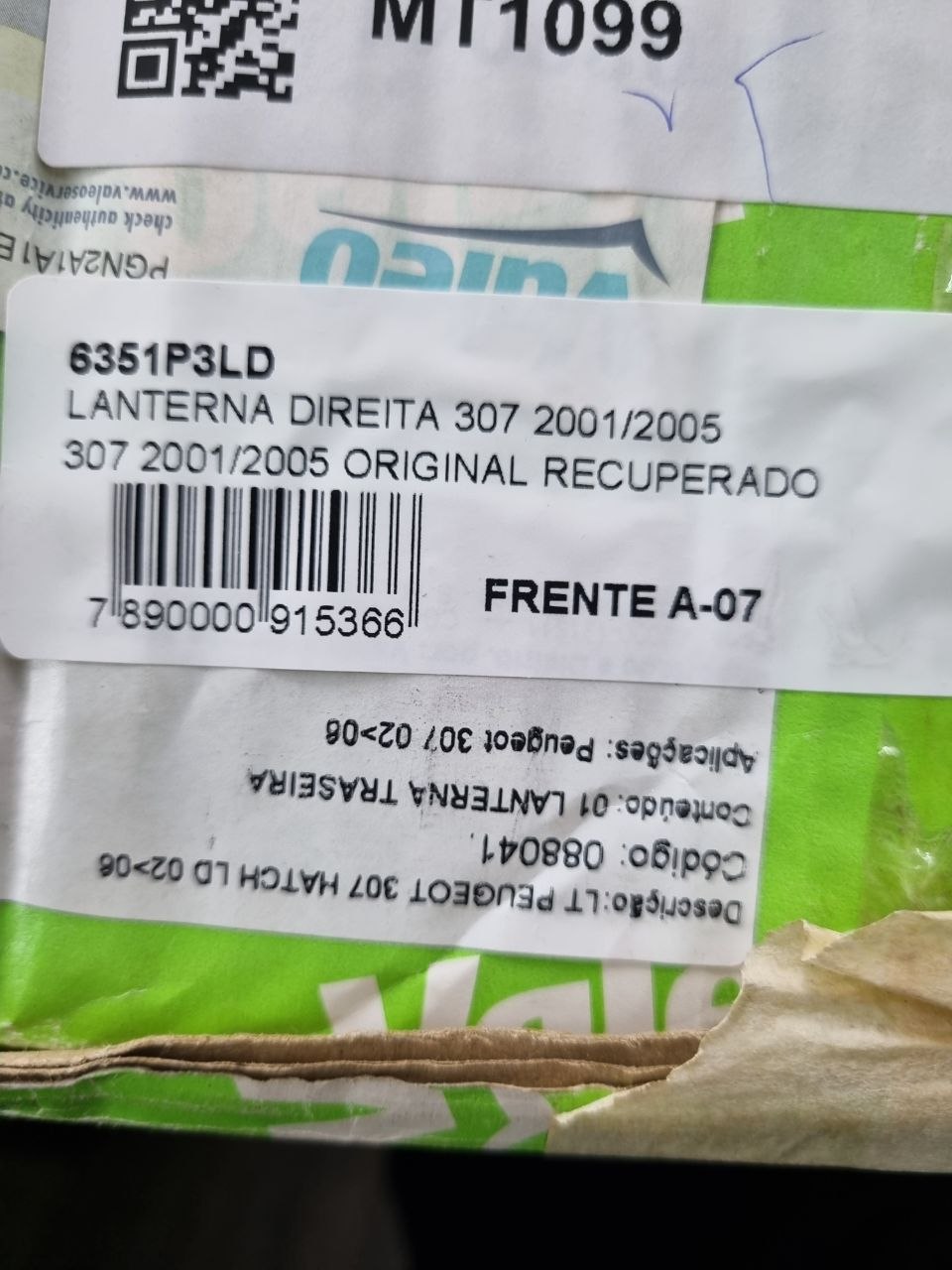 Lanterna Tras Dir Peugeot 307 2001/2005