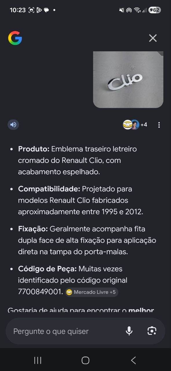 Emblema Traseiro Renault Clio 1995/2012 Novo