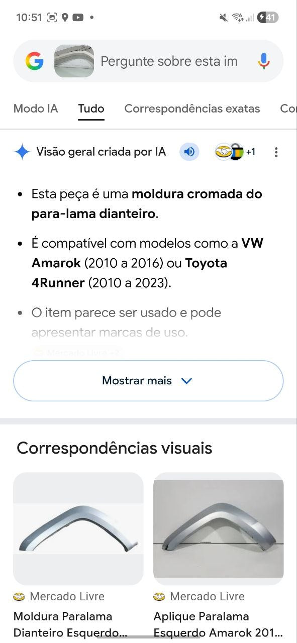 Aplique Para-lama Diant Esq Volkswagen Amarok 2010/2023
