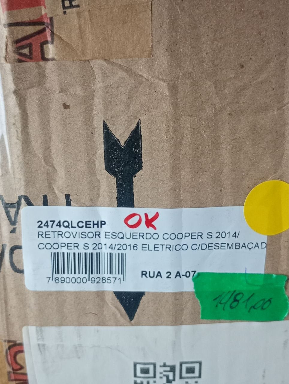 Retrovisor Esquerdo Mini Cooper S 2014/2016