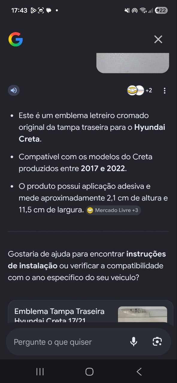 Emblema Tampa Traseira Hyundai Creta 2017/2022 Novo
