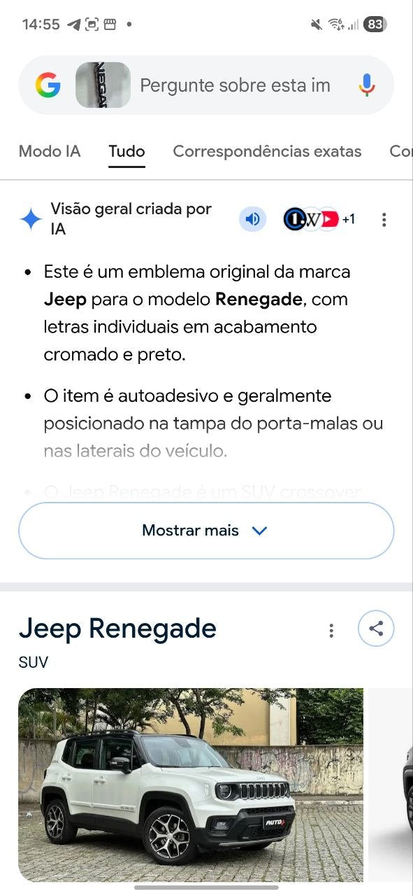 Emblema Traseiro Jeep Renegade 2015/2024