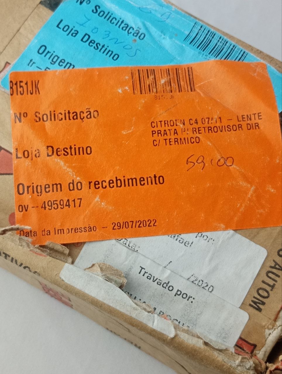 Lente Retrovisor Direito Citroën C4 2007/2011 Nova