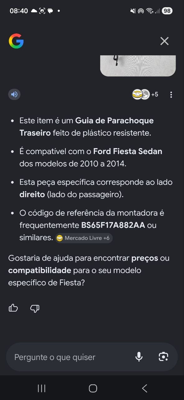 Guia Parachoque Tras Dir Ford Fiesta Sedan 2010/2014