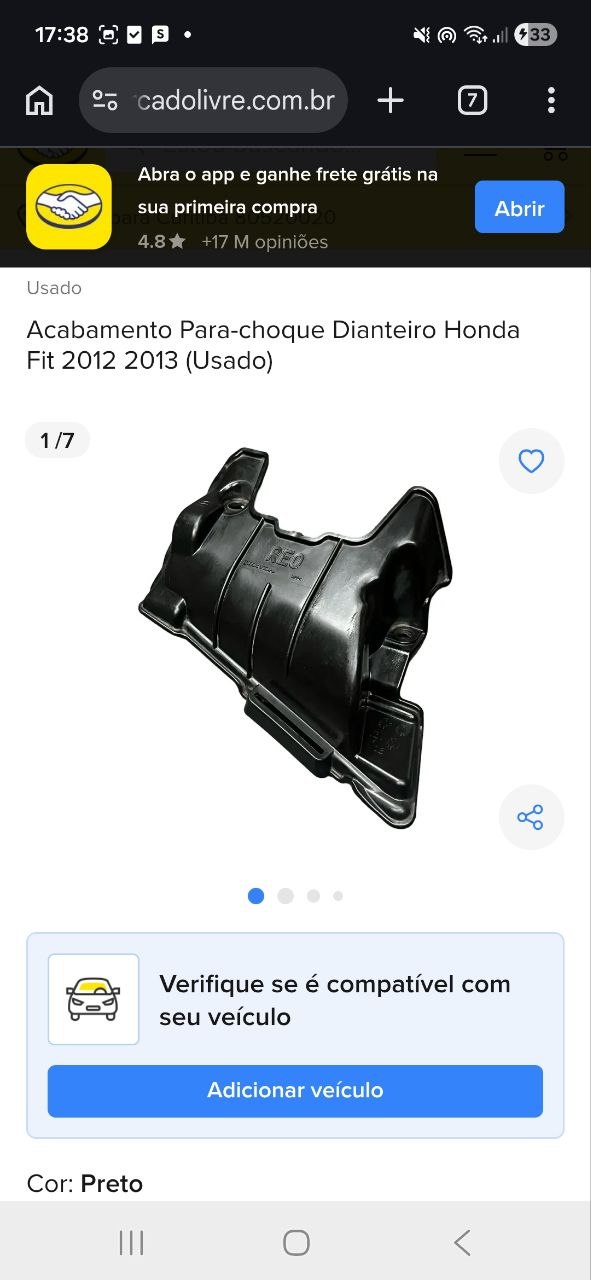 Acabamento Para-choque Diant Honda Fit 2012/2014