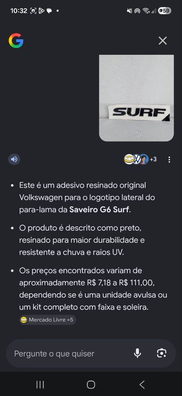 Emblema Lateral Surf VW Saveiro G6 Surf 2013/2016 Novo