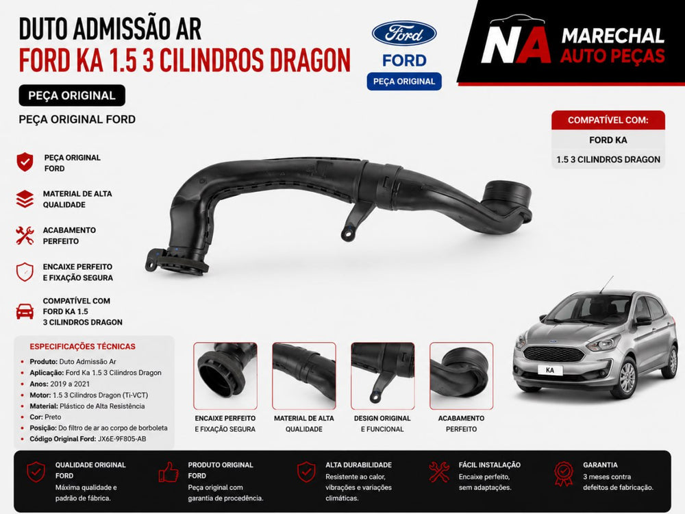 Duto Admissao Ar Ford Ka 1.5 3 Cil Dragon Novo