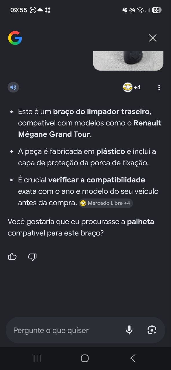 Braço Limpador Traseiro Renault Megane Grand Tour 2009/2012