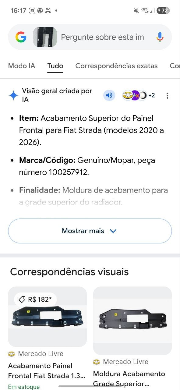 Acabamento Painel Frontal Superior Fiat Strada 2020/2026