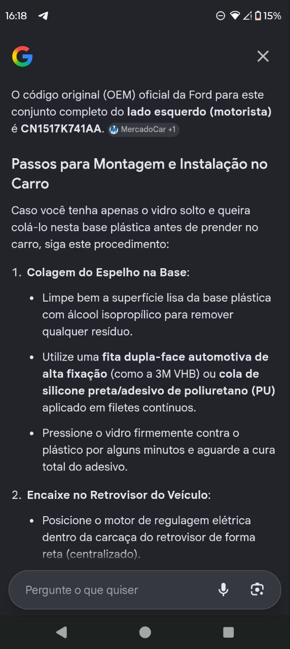 Vidro Espelho Retrovisor Esquerdo Ford 2012/2019 Novo