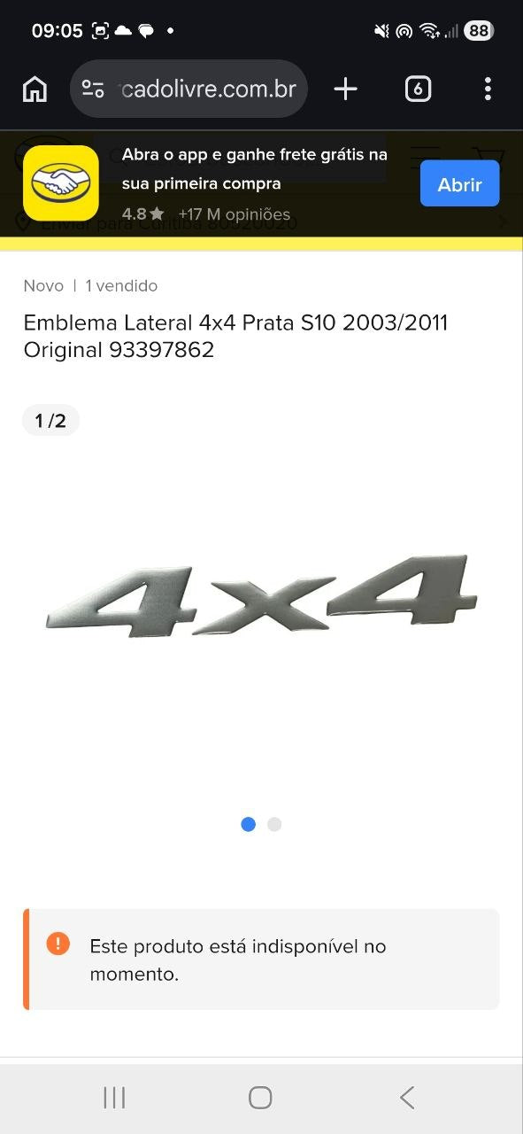 Emblema Lat 4x4 Prata Chevrolet S10 2003/2011