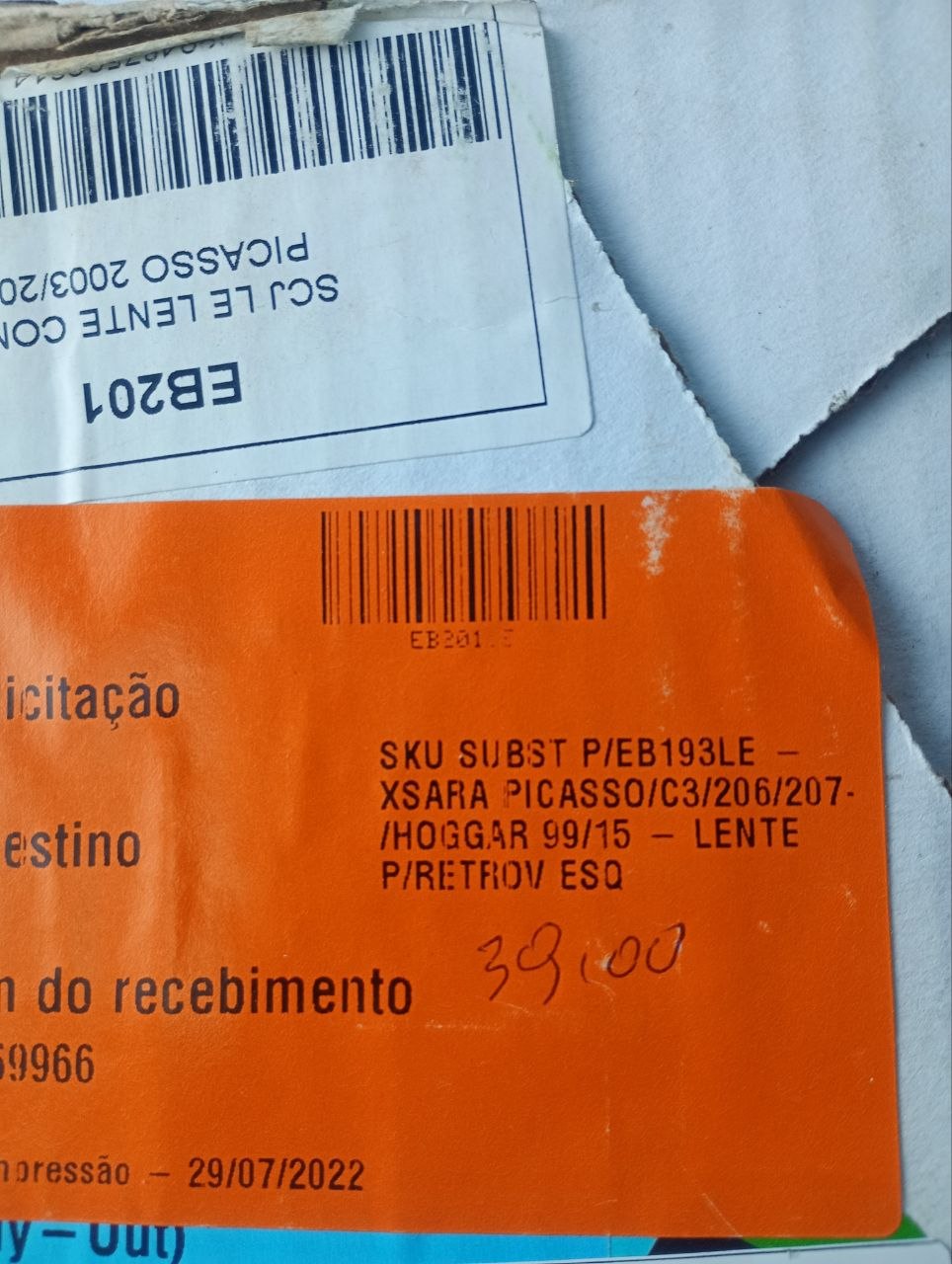 Lente Retrovisor Esquerdo Citroën Xsara Picasso/C3/206/207/Hoggar 1999/2015 Novo