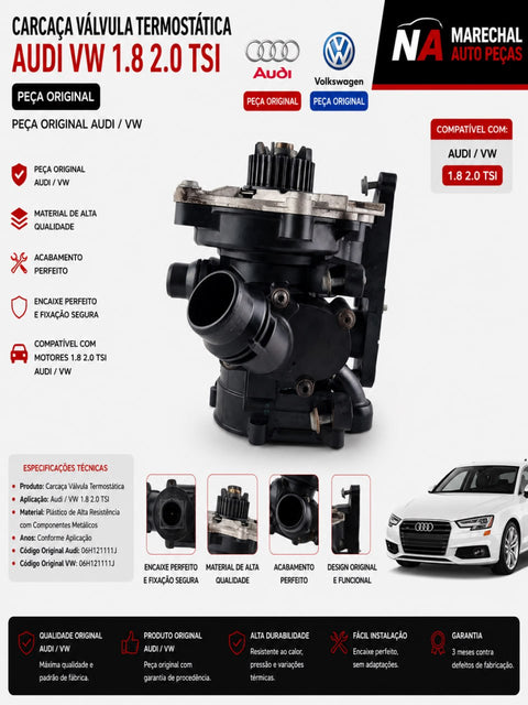 Carcaça Valv Termostática Audi VW 1.8 2.0 TSI Usada