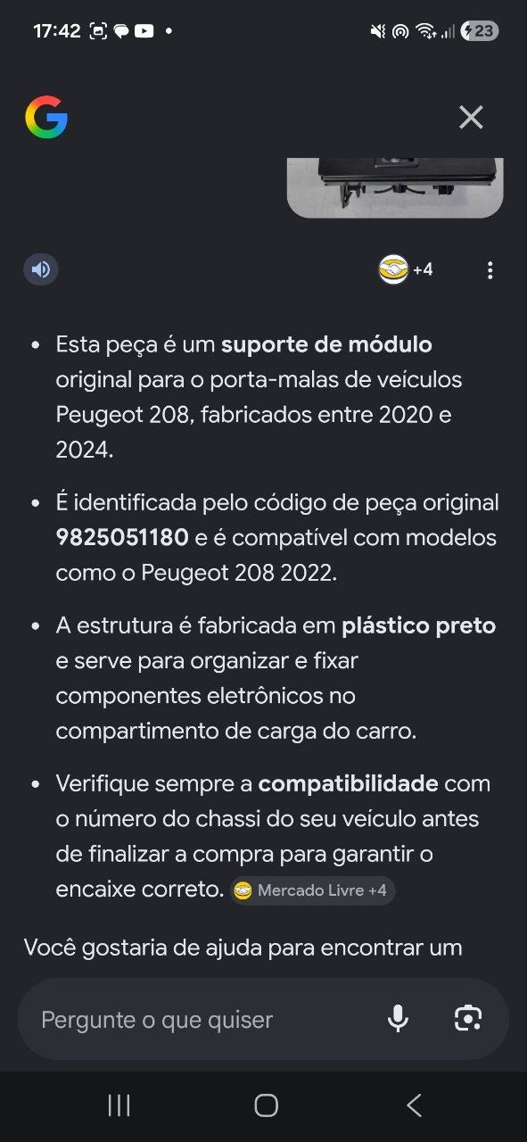 Suporte Módulo Porta-Malas Peugeot 208 2020/2024 Novo