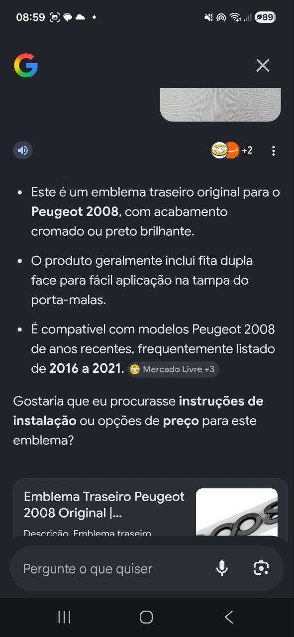 Emblema Traseiro Peugeot 2008 2016/2021 Novo