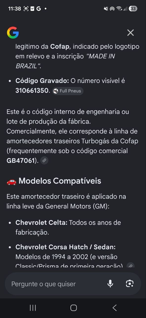 Amortecedor Tras Cofap Chevrolet Celta/Corsa/Prisma 1994/2016