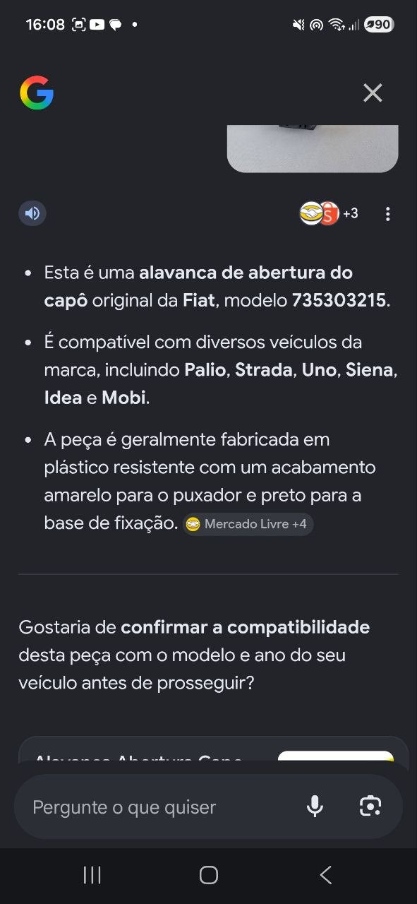 Alavanca Abertura Capô Fiat Palio Strada Uno Siena Idea Mobi Nova