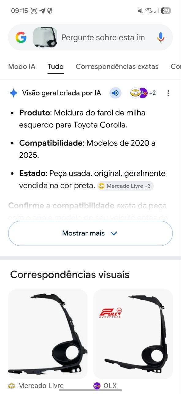 Moldura Farol Milha Esq Toyota Corolla 2020/2025
