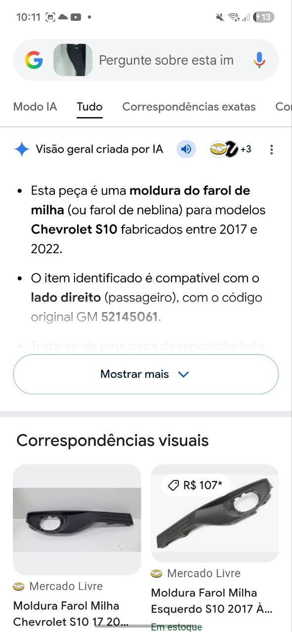 Moldura Farol Milha Dir Chevrolet S10 2017/2022