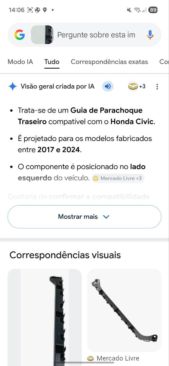 Guia Parachoque Tras Esq Honda Civic 2017/2024