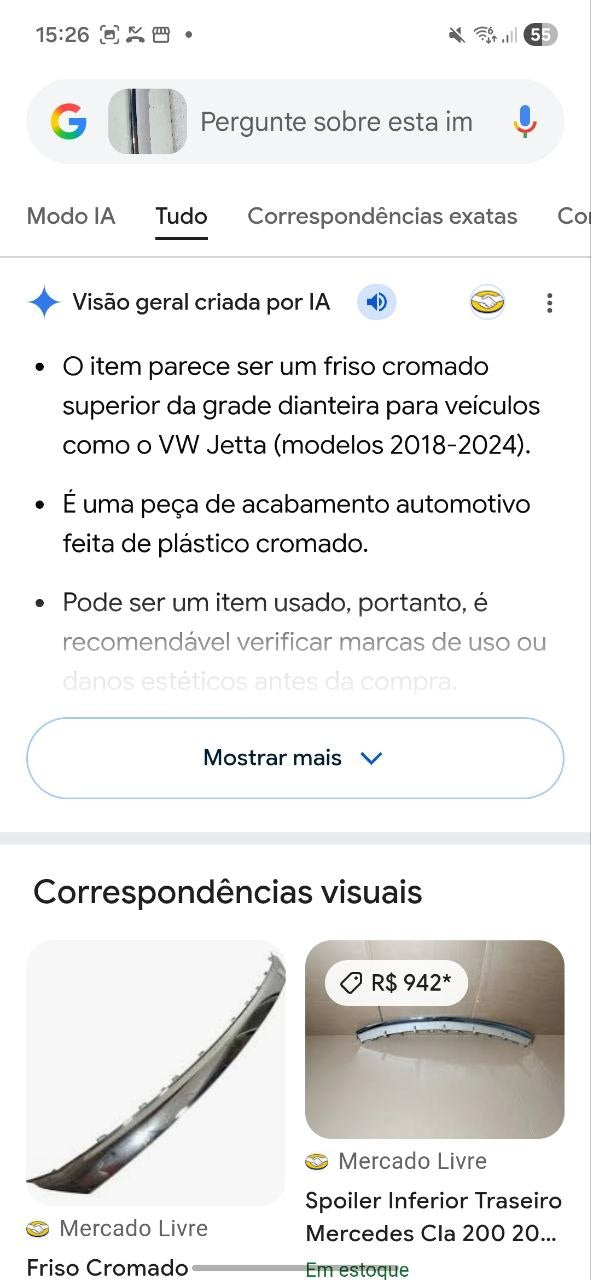 Friso Cromado Superior Grade Dianteira Volkswagen Jetta 2018/2024