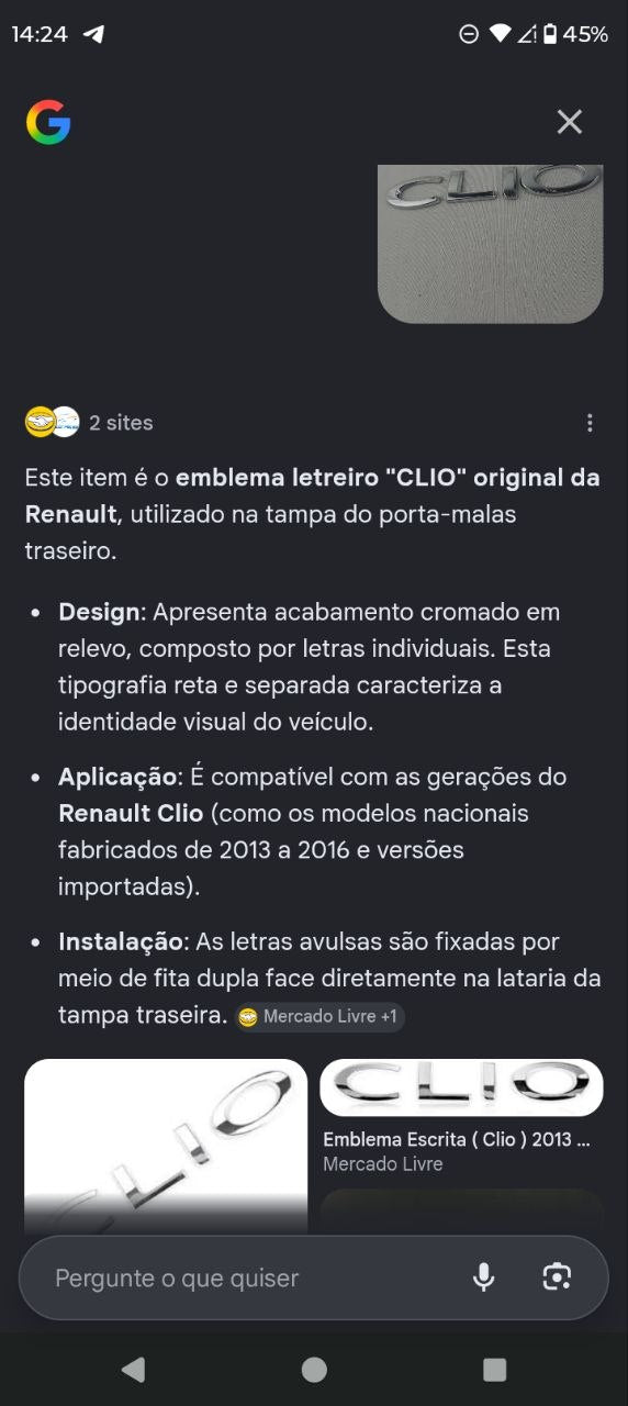 Emblema Traseiro Renault Clio 2013/2016 Novo