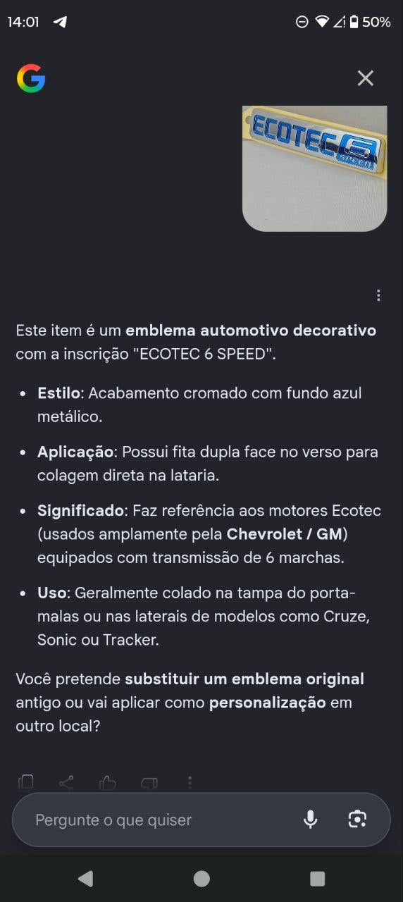 Emblema Ecotec 6 Speed Chevrolet Cruze Sonic Tracker 2012/2020 Novo