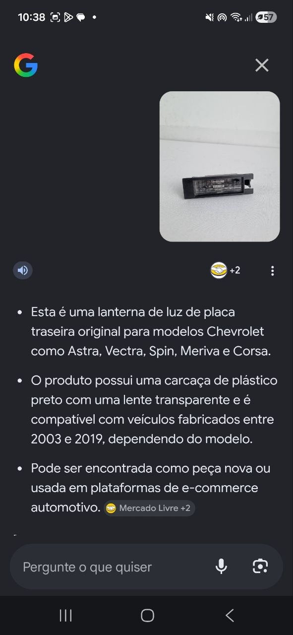 Lanterna Luz de Placa Chevrolet Astra Vectra Spin Meriva Corsa 2003/2019 Novo