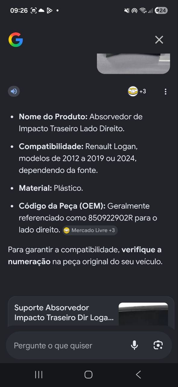 Absorvedor Impacto Traseiro Direito Renault Logan 2012/2024 Novo