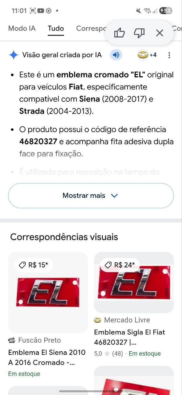 Emblema EL Fiat Siena Strada 2004/2017
