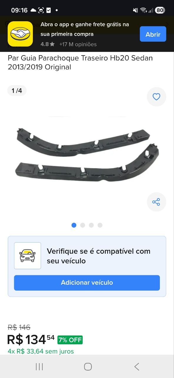 Par Guia Parachoque Tras Hyundai HB20 Sedan 2013/2019